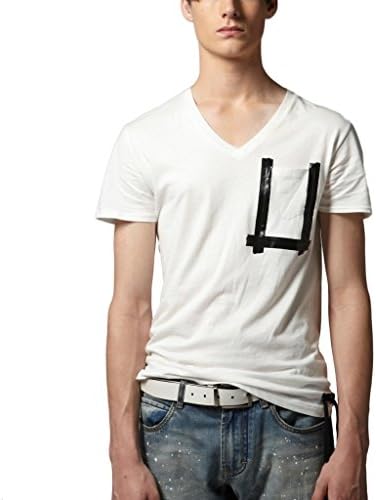 CNCN Mens Stylish Unique Design V-neck T-shirt 2XL White