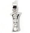 Silver Block Initial Pendant with Cubic Zirconia, Size: 12mm