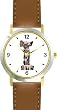 Victory Of Samothrace Nike Statue-Greek-Roman Sculpture - WATCHBUDDY&reg; DELUXE TWO-TONE THEME WATCH - Arabic Numbers - Brown Leather Strap-Size-Children's Size-Small ( Boy's Size & Girl's Size )
