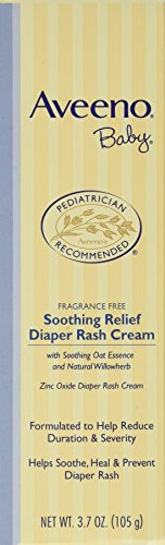 Aveeno Baby Diaper Rash Cream, Fragrance Free, 3.7-Ounce Tubes (Pack of 3)