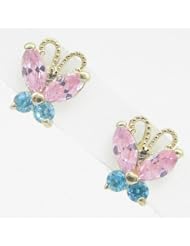 Kids 14K solid gold earrings fancy stud hoop huggie ball fashion dangle swa...
