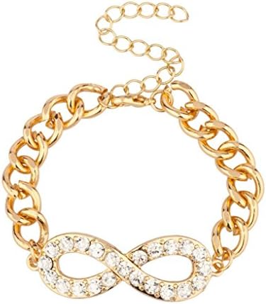 Crystalbella Creative Pave Crystal Infinity &amp; Beyond Chain Link Statement Bracelet Gift Jewelry