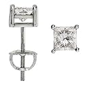 14K Gold, Square Princess Cut, Diamond Stud Earrings (1/4 ctw, I-J Color, SI-I2 Clarity)