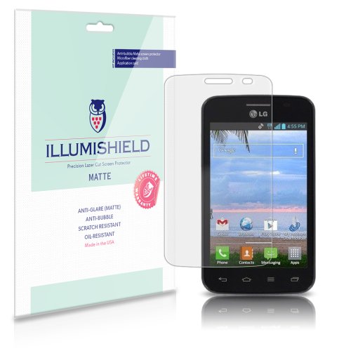 iLLumiShield - LG Optimus Dynamic II L39C Anti-Glare (Matte) Screen Protector HD Clear Film / Anti-Bubble & Anti-Fingerprint / Premium Japanese High Definition Invisible Crystal Shield - Free LifeTime Warranty - [3-Pack] Retail Packaging