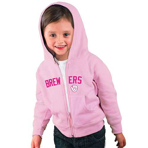 Milwaukee Brewers Toddler Zip Hood by Soft as a Grape - Pink 5/6 Toddler