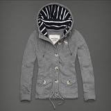 「Abercrombie & Fitch アバクロ レディース フルジップ パーカー [グレー/ボタン付] 並行輸入品 Mサイズ」の画像