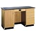 Diversified Woodcrafts 1214KF-L Solid Oak Wood Instructors Desk with Sink on Left, Flat Phenolic Resin Top, 5' Width