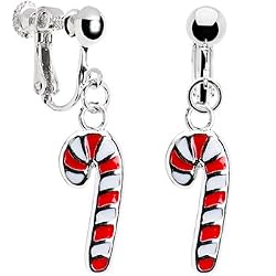 Candy Cane Clip Earrings