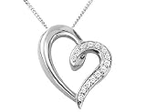 Diamond Heart Pendant in 10K White Gold with Chain