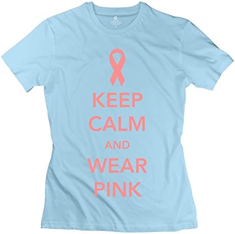 KAWA Women's Keep Calm Wear Pink T-shirt - L SkyBlue