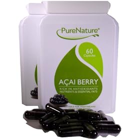 100% PURE ACAI BERRY TWIN PACK 500mg capsules the super food for health, beauty, dietary & weight loss slimming aid 120 Vegi capsules of Pure Freeze Dried Black Acai Berry-FREE UK POSTAGE