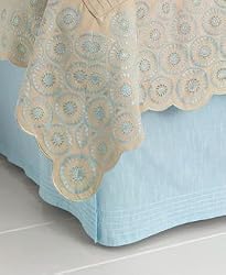Martha Stewart Collection "Nouveau Eyelet" Bedskirt, King Pleated Lake