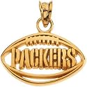 14K Yellow Gold Green Bay Packers Football Pendant