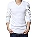 Orangetime Men Basic Classic V-Neck Long Sleeve Sweater XL White