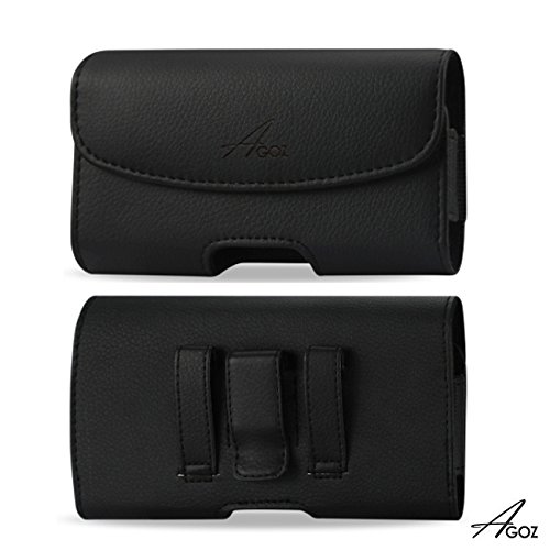 For HTC One A9, Premium Leather AGOZ® Pouch Case Holster with Belt Clip & Belt Loops (Fits with a slim cover)