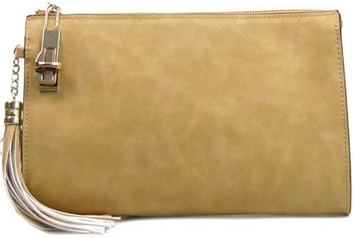 Fashion Accessories Handbags Modern Mono Tone Colored Clutch Beige Brown 15733T