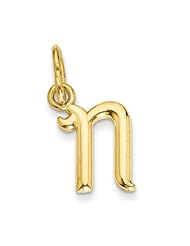 Genuine 14K Yellow Gold Initial Charm 0 .2 Gram Of Gold Letter N