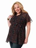 Motherhood Maternity: Plus Size Sleeveless Deep V-neck Ruffled Maternity Blouse