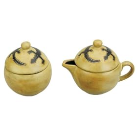 MARA Stoneware CREAMER SUGAR BOWL Southwest GECKO LIZARD Design by CollectibleXchange