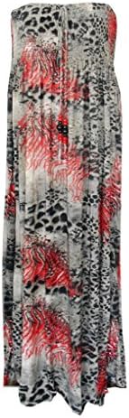 Plus Smock Top Convertible Strapless/Halter Dress Grey Leopard O/S