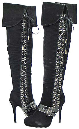 Society 86 Electra-01 Black Faux Suede Women Over The Knee Boots