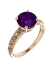 18K Rose Gold 8.00mm Round Cut Chatham Created Alexandrite Ring -- LIFETIME WARRANTY