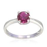 Sterling Silver Round-Shaped Created Ruby Ring, Size 7