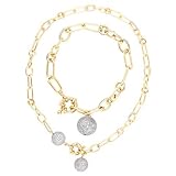 CZ Vermeil Linked Necklace and Bracelet Set