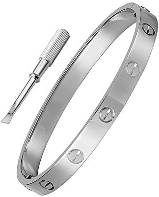 Stainless Steel Designer Inspired Screw Head Bangle Bracelet
