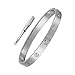 OMFEE Stainless Steel Silver Designer Inspired Screw Head Oval Bangle Bracelet for Men&Women