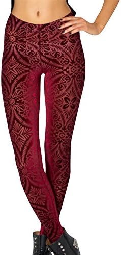 YGKE Women's Winter Fashion Stretch elvet Print Leggings Casual Pants