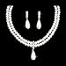 Accessoriesforever Bridal Wedding Prom Jewelry Set Crystal Pearl Linear Drop Necklace Silver WT