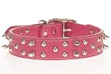 The It Dog Pink Leather Spiked Studded Dog Collar 22 inch