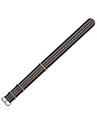 NATO Ballistic Nylon Watch Band - Black with Grey & Orange stripes - 20mm