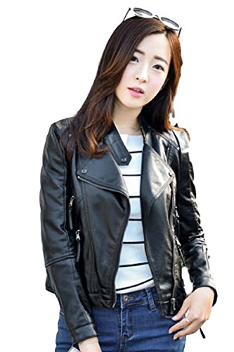 レディース カジュアル ライダース ジャケット PU レザー ブラック 123-16034