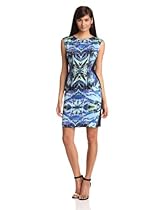 Hot Sale Suzi Chin Women's Mirror Print Sheath Dress, Bluebird, 8