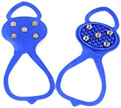 1 Pair 5 Teeth Universal Round Ice Snow Crampons Anti-skid hiking boots Covers Spike Cleats Ice Gripper for Outdoor Footwear Blue
