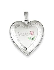 Sterling Silver 24mm Enameled D/C Grandma Heart Locket. Metal Wt- 5.09g