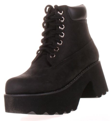 Volatile Jobsite Women's Platform Wedge Boots Black Nubuck Leather