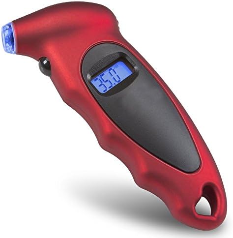 Exact Tire Gauge | Prime Grade ABS 4 Measurement Units Digital Tire Pressure Gauge with Supreme Accuracy, Brilliant LED Display and Light, Compact Size for Easy Storage, Vibrant Red