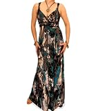Blue Banana Teal and Black Print Maxi Dress Size 10