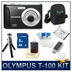 Olympus T-100 Digital Camera (Black), 12 Megapixels, 3x Optical Zoom, 2.4 LCD Monitor, 8... by