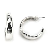 Barse Sterling Silver Profile Hoop Earring, 2.5cm