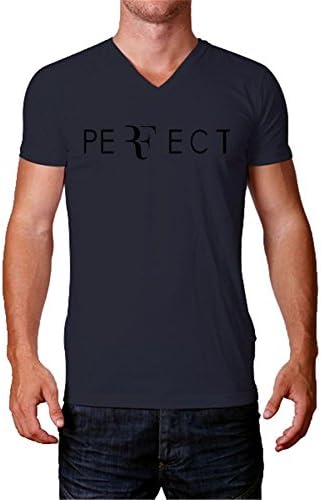 SumShirt Roger Federer A0294 Cotton Navy Mens V Neck T Shirt Short Sleeve