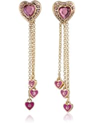 Betsey Johnson "Imperial Princess" Crystal Heart Linear Drop Earrings