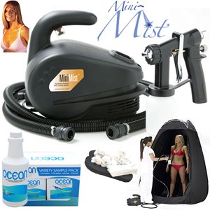 Complete Apollo HVLP Turbine Mini-Mist Sunless Spray Tanning System with a Pint of 125% DHA Solution with Dark Bronzer 4 Solution Variety Pack Tanning Tent and Accessories