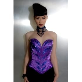 Velda Lauder Amethyst Satin 'Swarovski' Crystal Curved Corset
