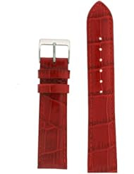 Watch Band Red Genuine Leather Crocodile Grain 18 millimeter Tech Swiss
