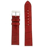 Watch Band Red Genuine Leather Crocodile Grain 22 millimeter Tech Swiss