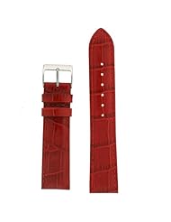 Watch Band Red Genuine Leather Crocodile Grain 20 millimeter Tech Swiss